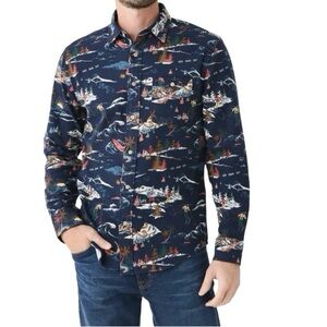 Men’s NWT FAHERTY Sea and Ski Button Down Super Brushed Flannel in Navy, Medium